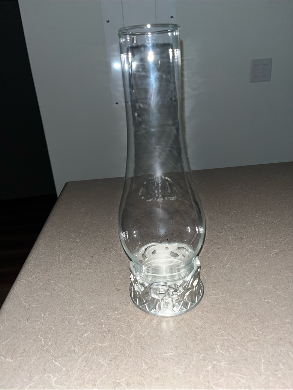 Pewter base with glass candle holder 11”
